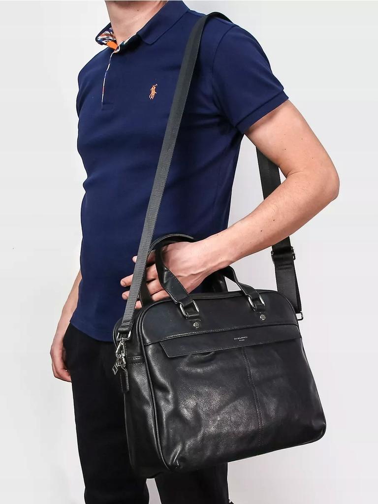 Men's briefcase bag, spacious for work, for a 15-inch laptop, black