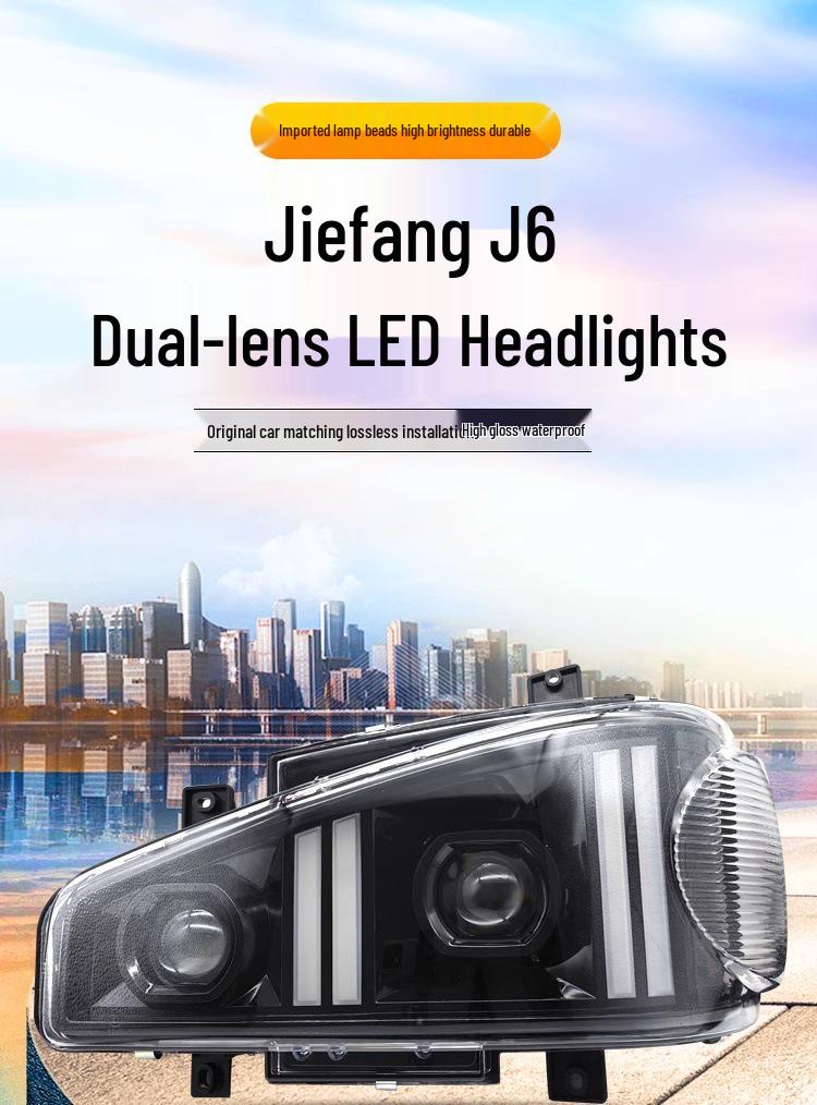 LED Headlight Assembly with DRL for FAW Jiefang J6/J6P/J6M - Double Lens Modified