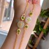 New  Inlaid Natural Hetian Chalcedony Gourd Adjustable Bracelet Chinese Style Ancient Gold Craft Charm Female Jewelry