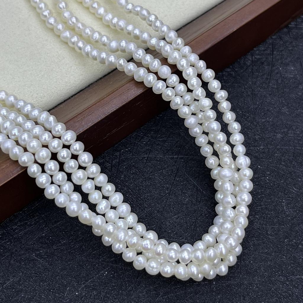 1String, White Natural Freshwater Pearls Beads for Jewelry Making DIY Crafts (Beads 3-4mm, Length 36cm)