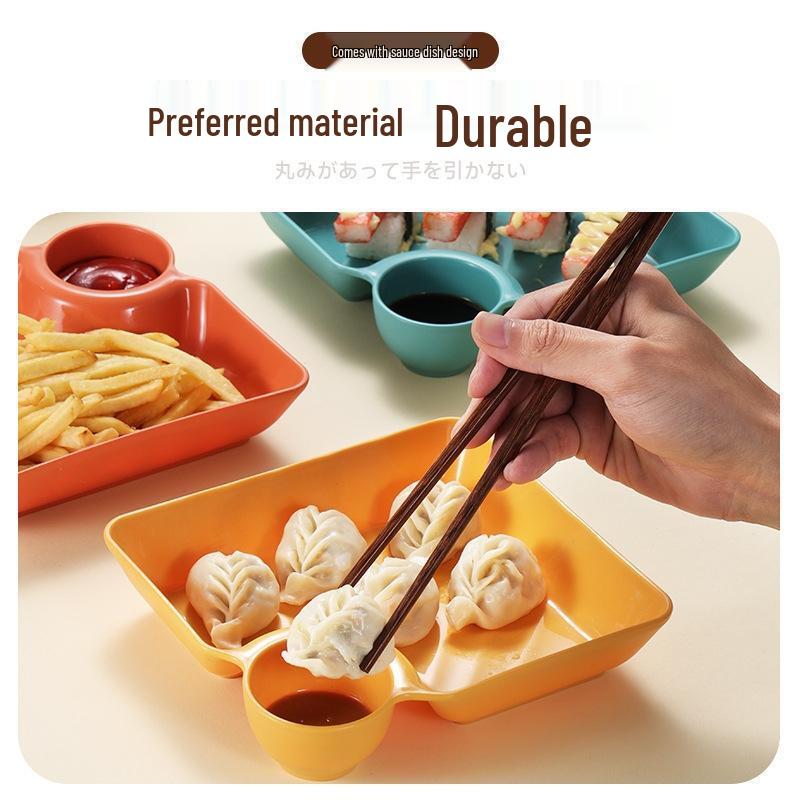 Japanese Style Dumpling Plate with Dipping Dish
