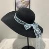 French temperament straw hat women's seaside beach vacation sunshade sunscreen large brim sun hat photo show small face self-operated