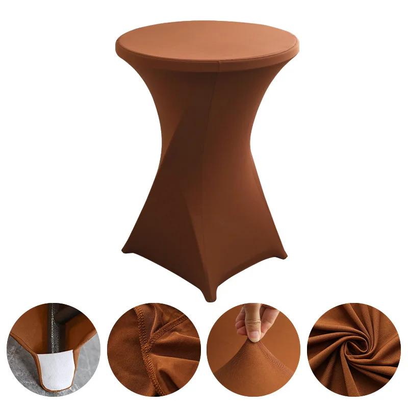 1-6Pcs Spandex Round Tablecloth Cocktail White Table Covers Fitted Stretch Tablecloth for Wedding, Banquet, Party, Birthday