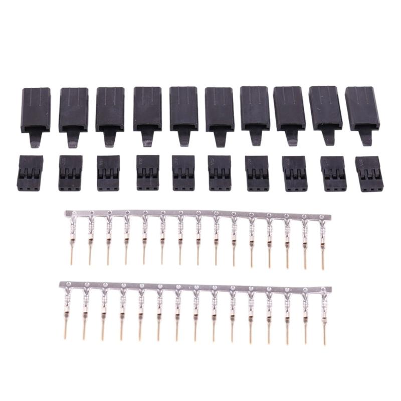 10 Pair Servo Plug Female/Male Extension Connector Receiver Plug Signal Transmission Lock and Pin Set For Futaba JR