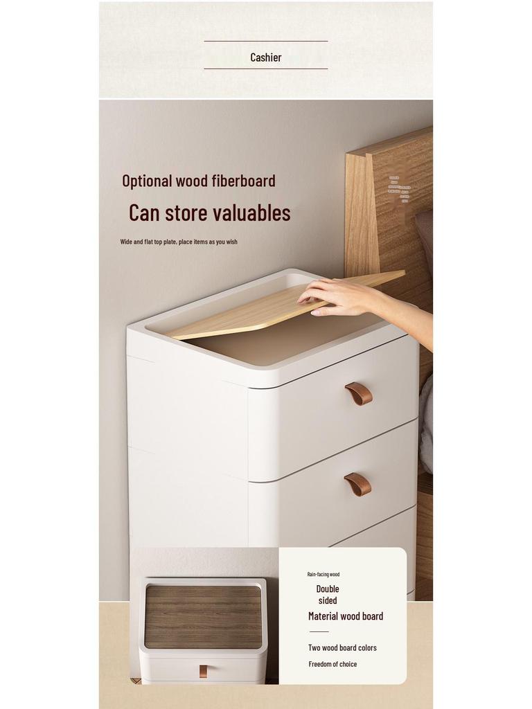 Multi-Layer Movable Storage Cabinet with Wood Lid & High-Value Design for Living Room