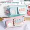 Multifunctional Contrast Color Portable Dopamine Pencil Bag Cute Large Capacity Japanese Stationery Bag