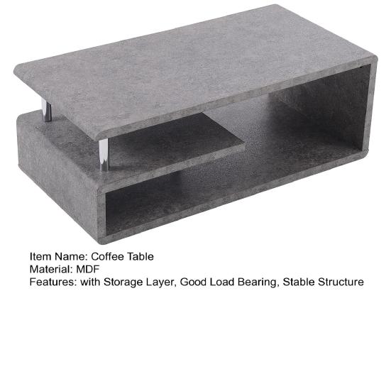 Modern Simple Coffee Table with Storage Layer Stable Structure Good Load Bearing Space Saving MDF Rectangle Living Room Table