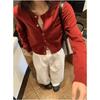 Fashion Casual Long Sleeve O-neck Knitted Cardigan Sweater Spring Autumn Loose Women Elegant Slim Fit Solid Color Top Office Thin Simple Short Coat