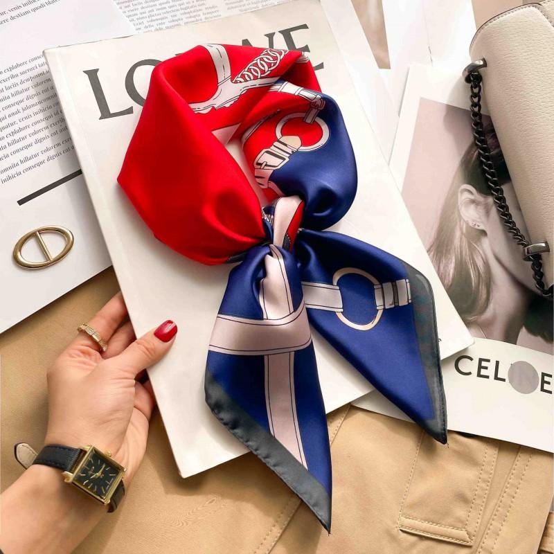 Elegant Silk-Like Square Scarf Women Korean Style Print Neck Lightweight 70x70cm Nylon Fashion Accessory