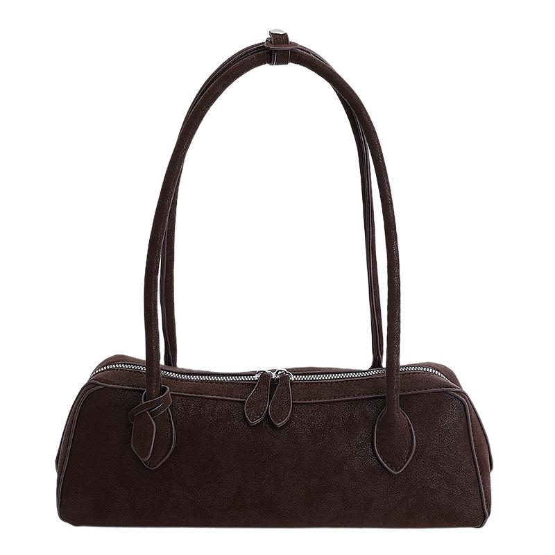 VIA ROMA Trendy Textuur Baguette-stijl Schoudertas met High-end Stijl en Afneembare Schouderband koffie