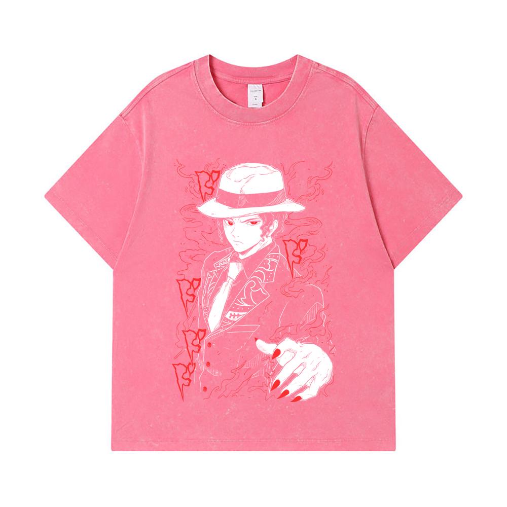 275 GSM Washed T-shirts 100% Cotton Demon Slayer V37 Muzan Print Unisex Heavy Cotton T Shirt