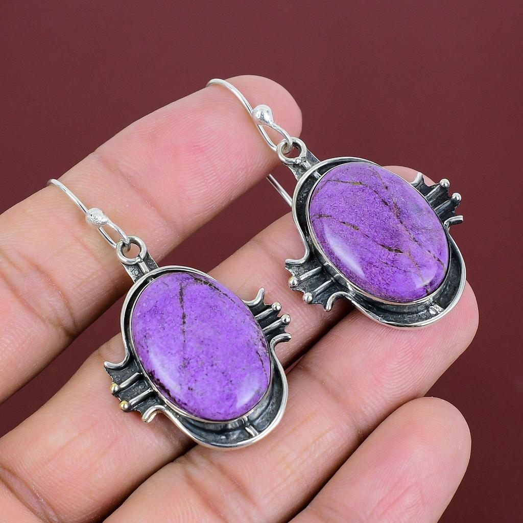Purpurite Earrings Gemstone Handmade Jewelry 925 Sterling Silver Earring Natural Purpurite Jewelry Beautiful Dangle Earring Gifts For Friend