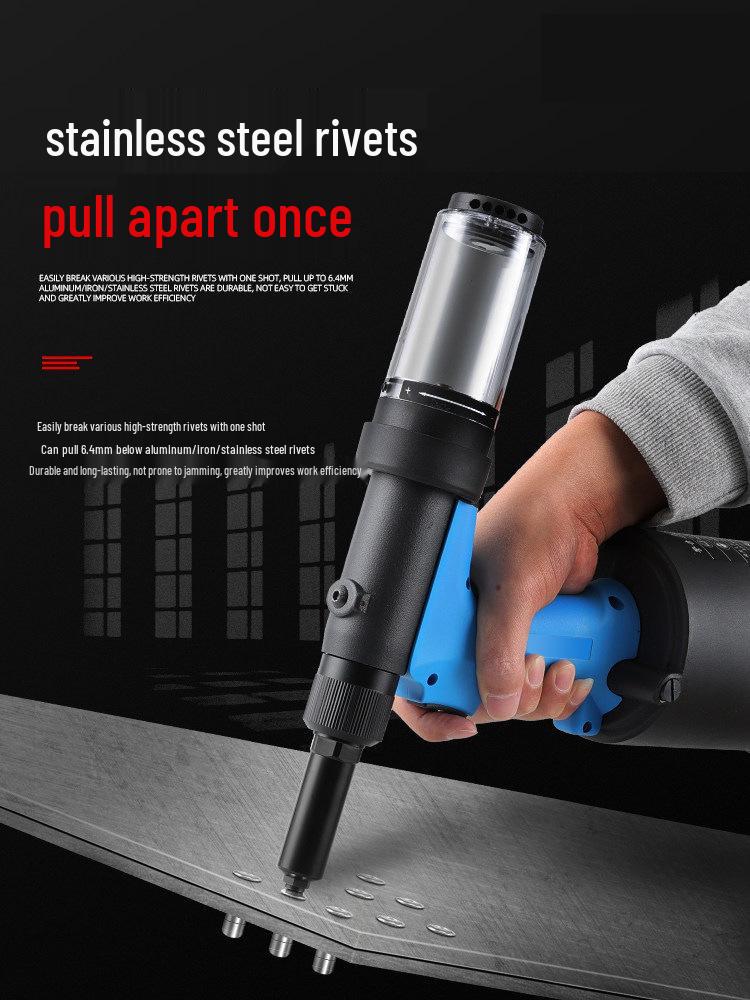 Industrial-Grade 4000H Automatic Pneumatic Rivet Gun, Self-Suction, Stainless Steel Blind & Pull Rivets