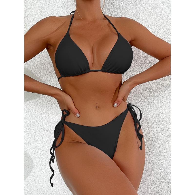 Women's Monarch Butterfly Print Triangle Bikini Set Tie Side Swimwear