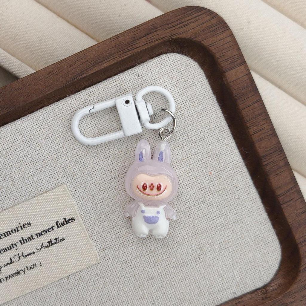 White Buckle I37 Overalls Keychain: Cute Doll Pendant & Elf Bag Charm Gift