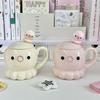 Cute Little Octopus Mug with Lid Spoon with High  Looking Couple Coffee Ceramic Cup To Give Birthday Gift for Best Friend Girlfriend