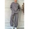 Women's Loose Fit Tracksuit Long Sleeve Crew Neck Sweatshirt High Waist Jogger Pants Two-Piece Outfit