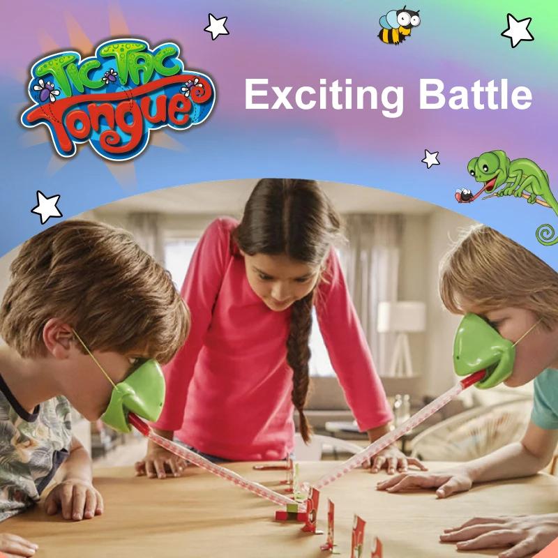 Car Beautiful Stickers Frog Funny Lizard Mask Spit Tongue Lick Cards Combat Game Desktop Board Toy Family Party Parent-Child Interactive Antistress Toy