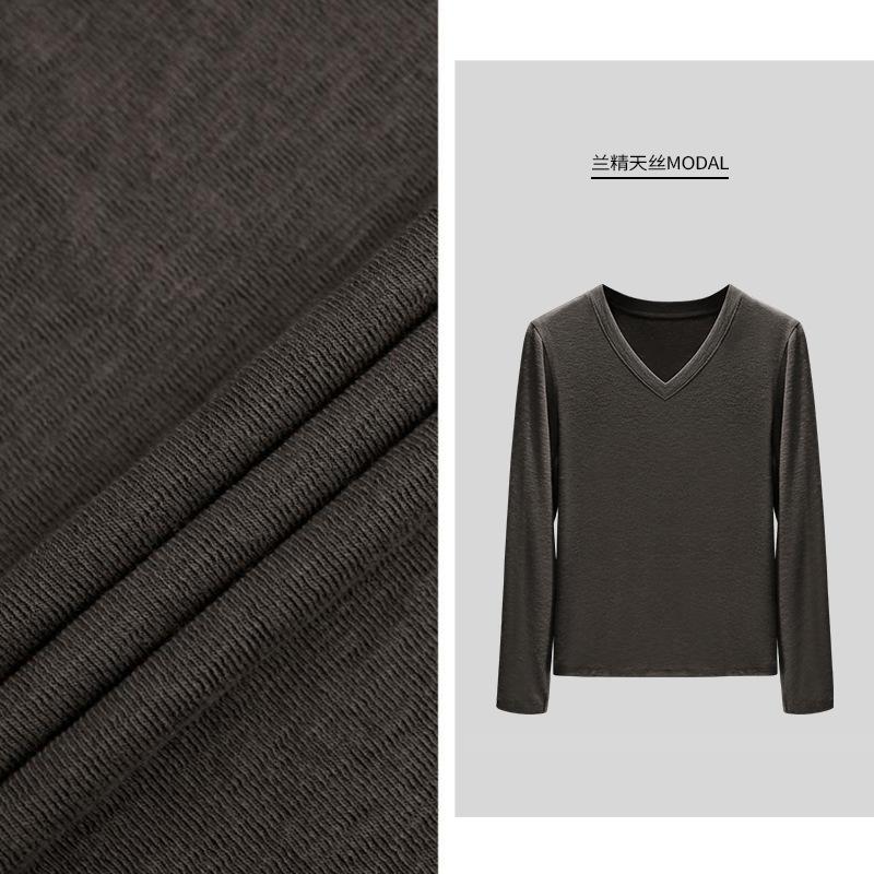 Imported Modal Lenzing Tencel, Soft Waxy Slim-fitting Bottoming Shirt with Long Sleeves and Large Size Women's Spring and Summer Clothes