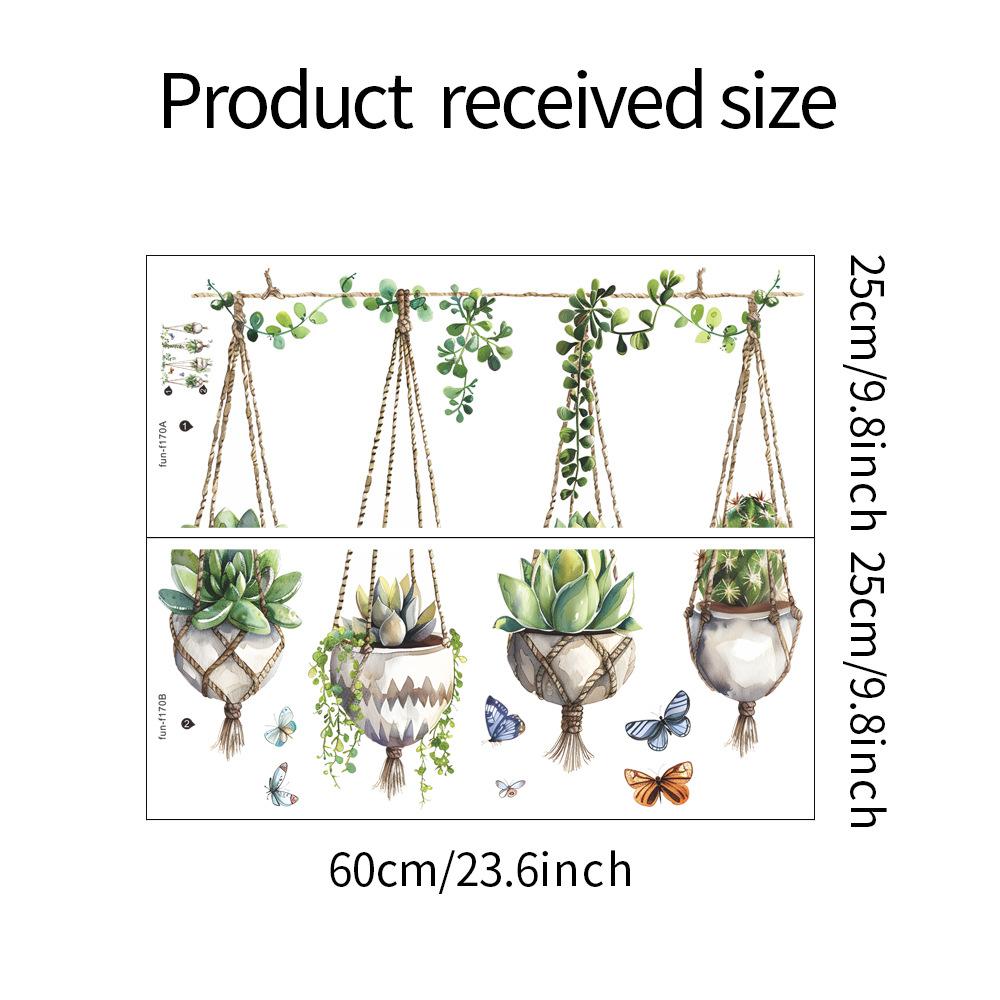 Creative Hanging Succulent Pot Wall Sticker Self-Adhesive for Bedroom Living Room Home Decoration