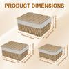 3Pcs Cotton Linen Woven Storage Basket Handwoven with Lid Cosmetic Towel Container Storage Box Household Baskets