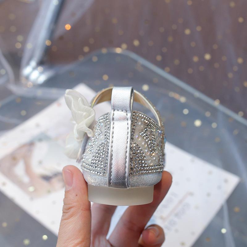 Mädchen Einzelnen Schuhe Frühling Strass Perle Kleines Mädchen Nette Schleife Prinzessin Kleine Leder