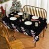 Christmas Polyester Tablecloth Snowman Print Lightweight Stain Resistant Dining Decor Long Table Cover