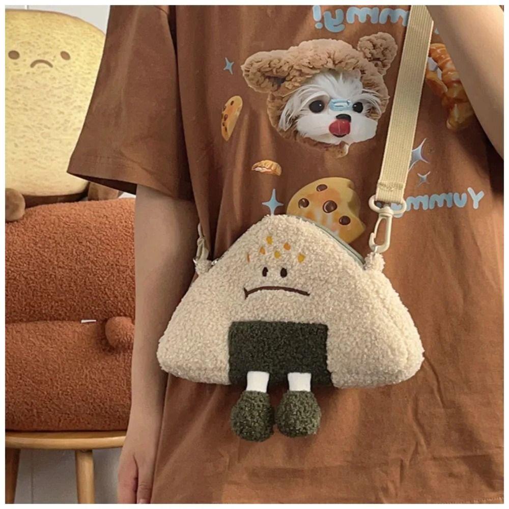 Neck Purse Bag Rice Ball Plush Bag Expression Crossbody Bags Mini Halter Small Bag  Children