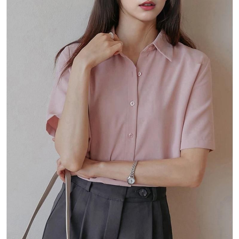 Korean Style Commuting Loose Short-sleeved Shirt for Women Summer Thin Design Versatile Shirt