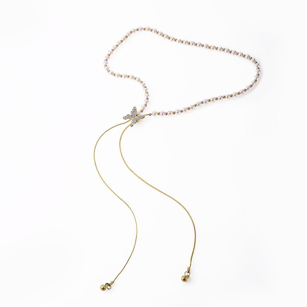 Fashion Personality Pearl Butterfly Necklace Niche Pendant Cold Wind Light Luxury Collarbone
