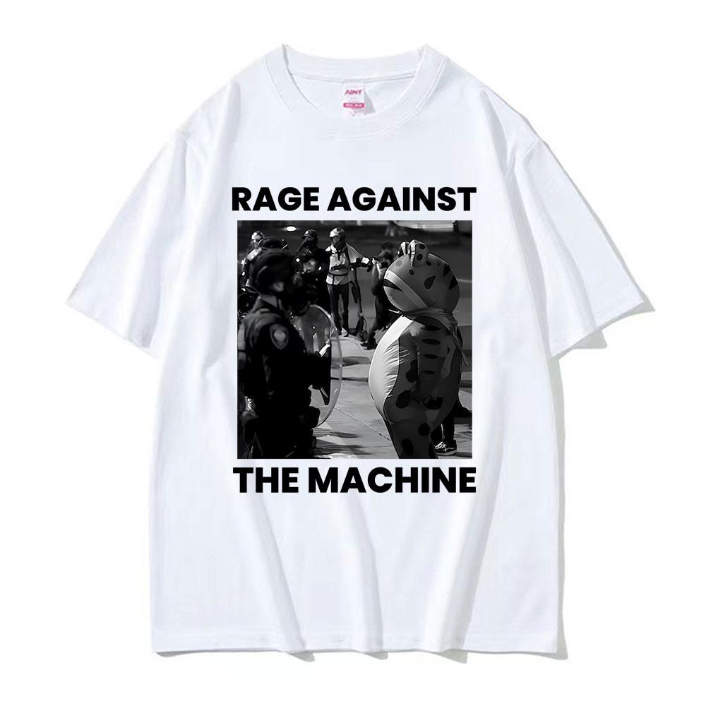 Funny Rage Against The Machine Protest Frog Meme T Shirts Men Women Clothing 100 Cotton Summer High Quality Tshirts Streetwear