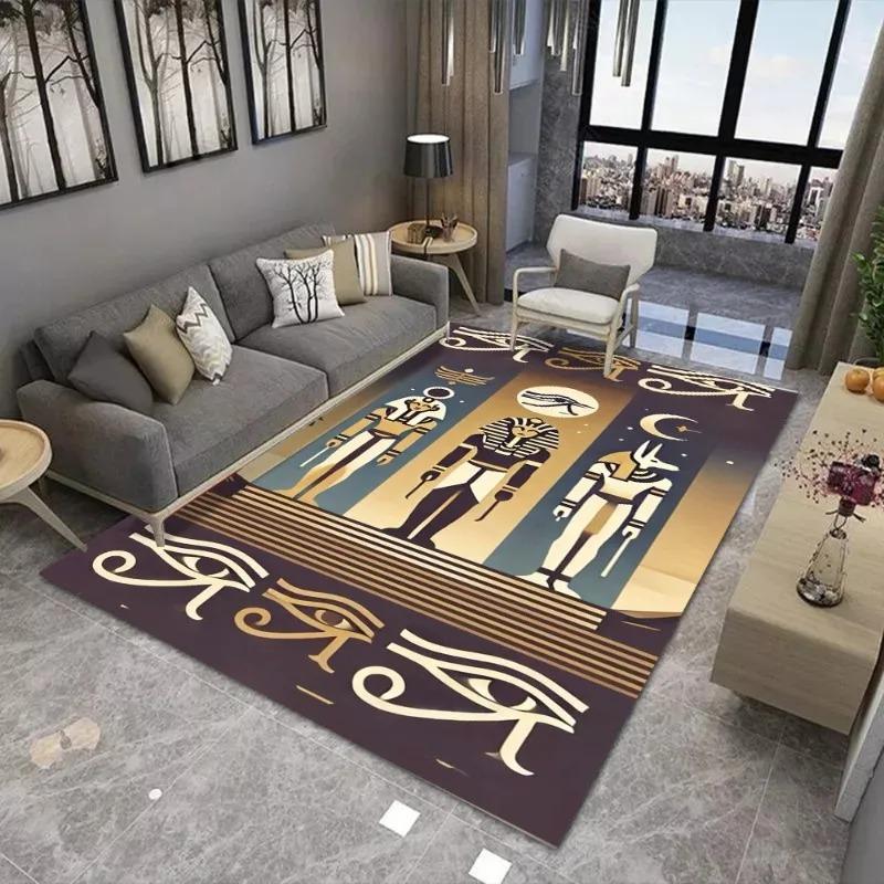 Egyptian Civilization Printing Carpet for Living Room Decor Sofa Rug Coffee Table Floor Mat Bedroom Nonslip Soft Mat Fashionable