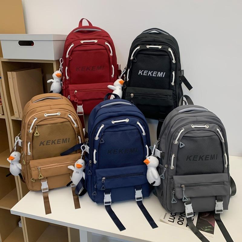 Schoolbag backpack solid color trendy brand men's and women's travel large-capacity backpack junior high school students lightweight simple casual