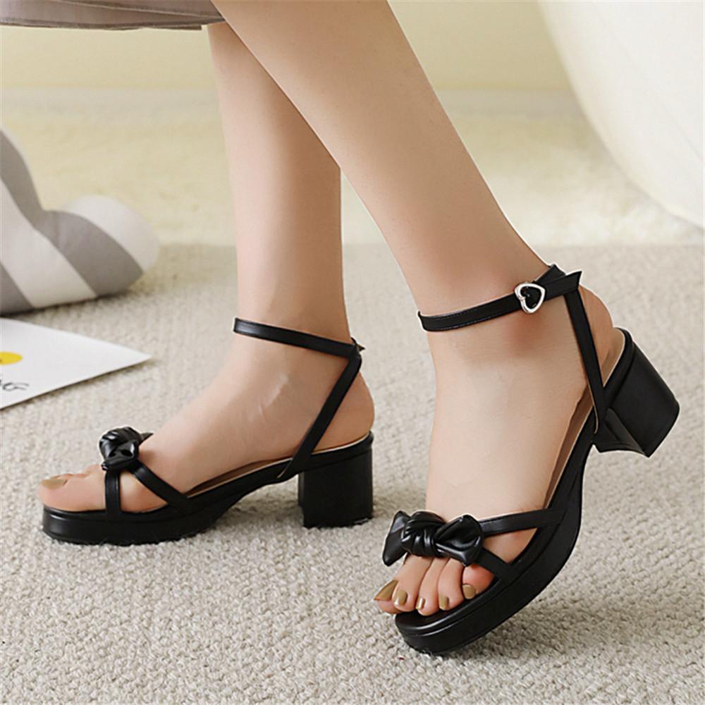 Fashion Fashion Casual Chunky High Heels Sandals for Women 2025 Summer Open Toe Elegant Bow Platform Sandalias Ladies Party Shoes 31 32