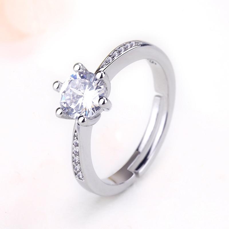 925 Sterling Silver Ring Hot AAA Zircon Adjustable Size Engagement Rings for Women Wedding Ring Party Fashion Nice Jewelry Gift