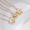 Simple Zircon Heart Star Water Drop Pendant Necklaces for Women Girls Fashion Accessories Stainless Steel Chain Jewelry Gifts