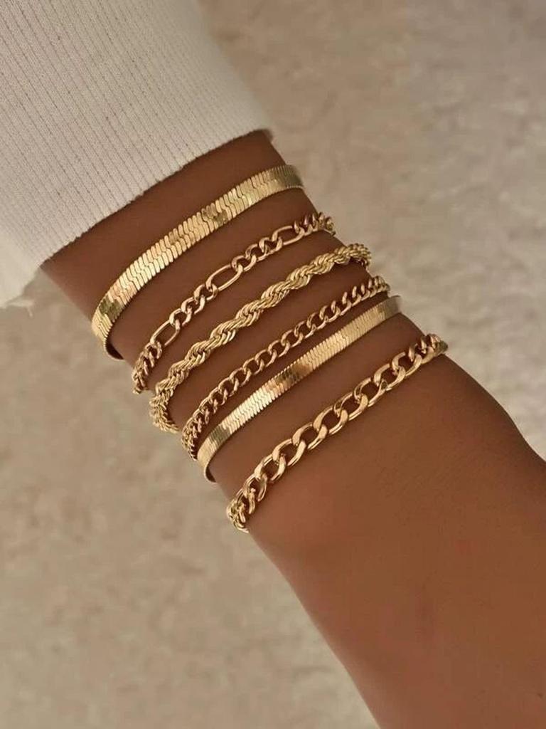 Set de Pulseras de Diamantes de Aleación: Pulseras Punk Apilables de Estilo Europeo y Americano para Mujer (4 piezas)