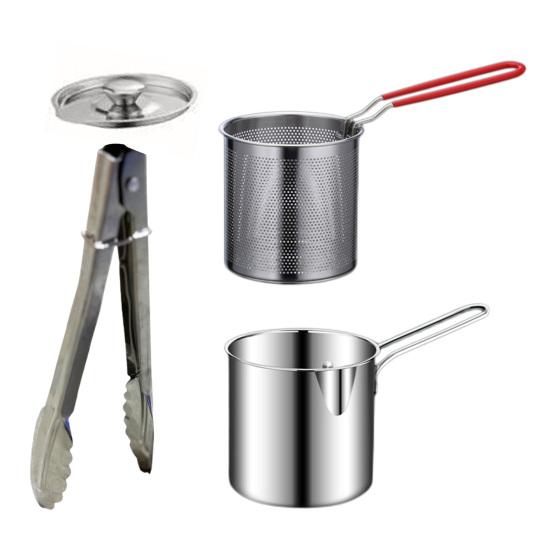 Stainless Steel Deep Fryer with Filter Basket Extended Handle Mini Fryer for Efficient Cooking Multifunctional Oil