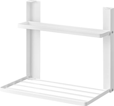 Yamazaki Jitsugyo Raft Pliabil Magnetic Lateral pentru Mașină de Spălat 2 Nivele Alb Când este Folosit L41 x A26 x Î36,5cm Rack de Depozitare pentru Baie Tower Suport pentru Prosoape