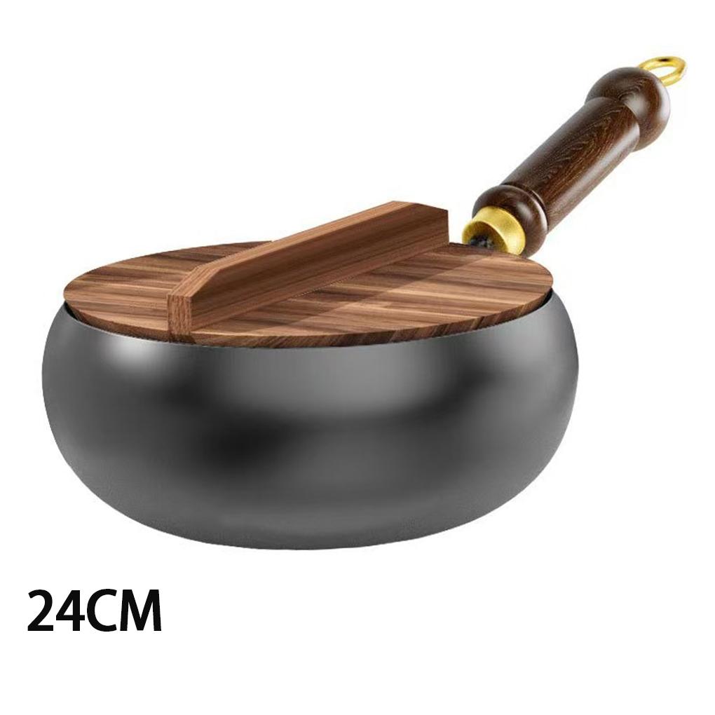 New Large Belly Pan, Non-stick Iron Pan,Flat-bottomed Uncoated Small Frying Pan, Covered Iron Pan, Uncoated Frying Pan