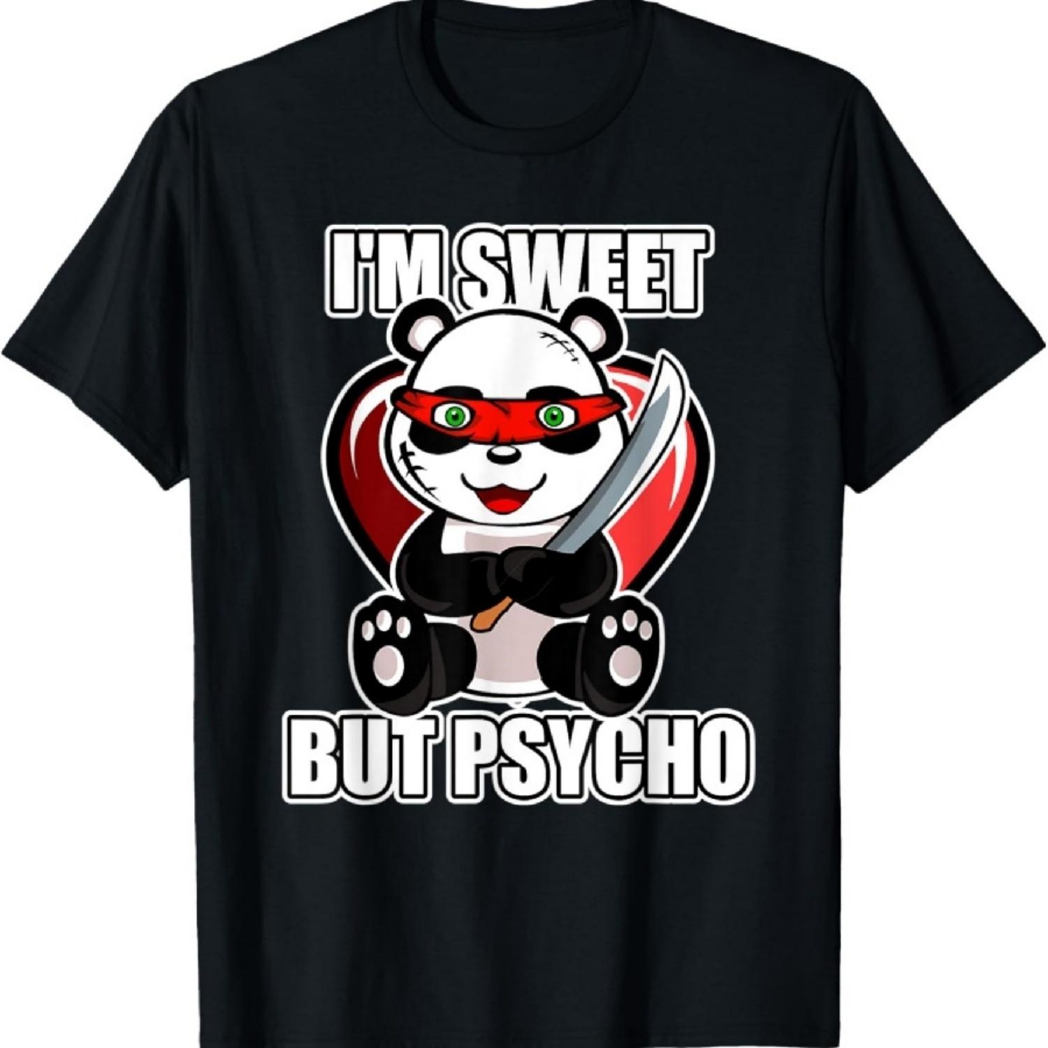 Panda Horror Scary Bear Sweet but Psycho T-Shirt XXXXXL чёрный
