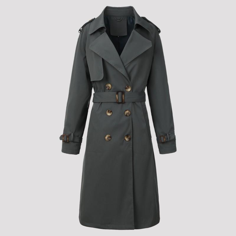 Womens Classic Trench Coat With Notched