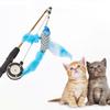 Retractable Cat Toy Fish Type Telescopic Feathers Funny Cat Stick Toys Pet Toy for Kitten Cat Rods Simulation Fishing Rod