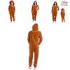 Xmas Party Hooded Jumpsuits For Kids Adult Gingerbread Man Cosplay Costume