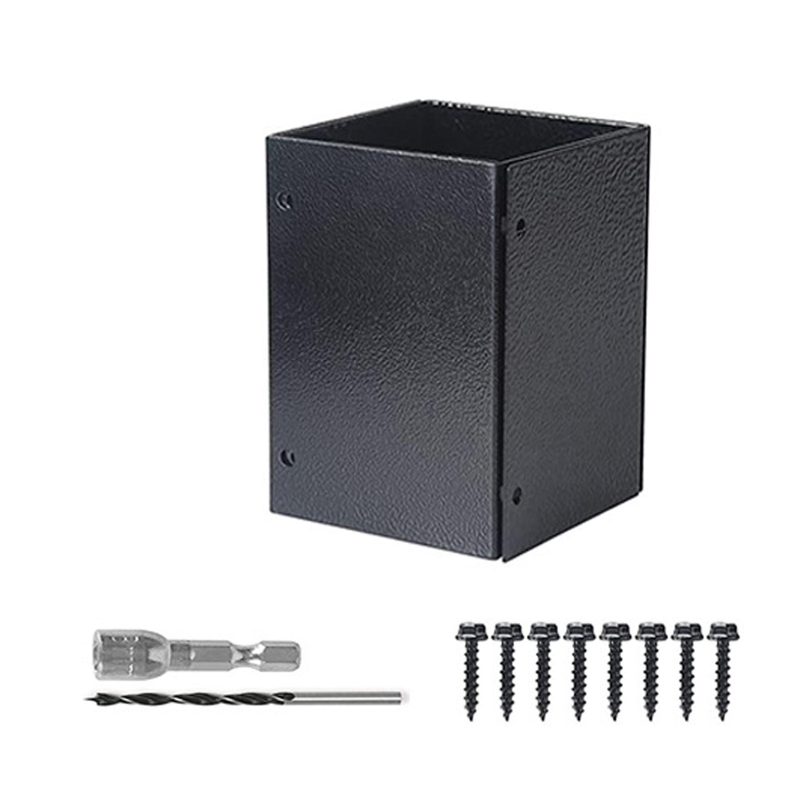 

1 комплект Защита основания почтового ящика Кронштейн Замена Металлическая крышка Сверхпрочные Выравнивающие ножки Прочная Крышка столба для забора One Size чёрный