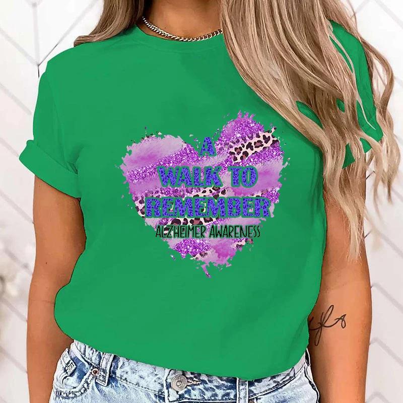(High Quality T Shirt)Fashion T-Shirt A Walk To Remember Alzheimer Awareness Love Print Designed Summer Tops Tees(Fast Delivery)