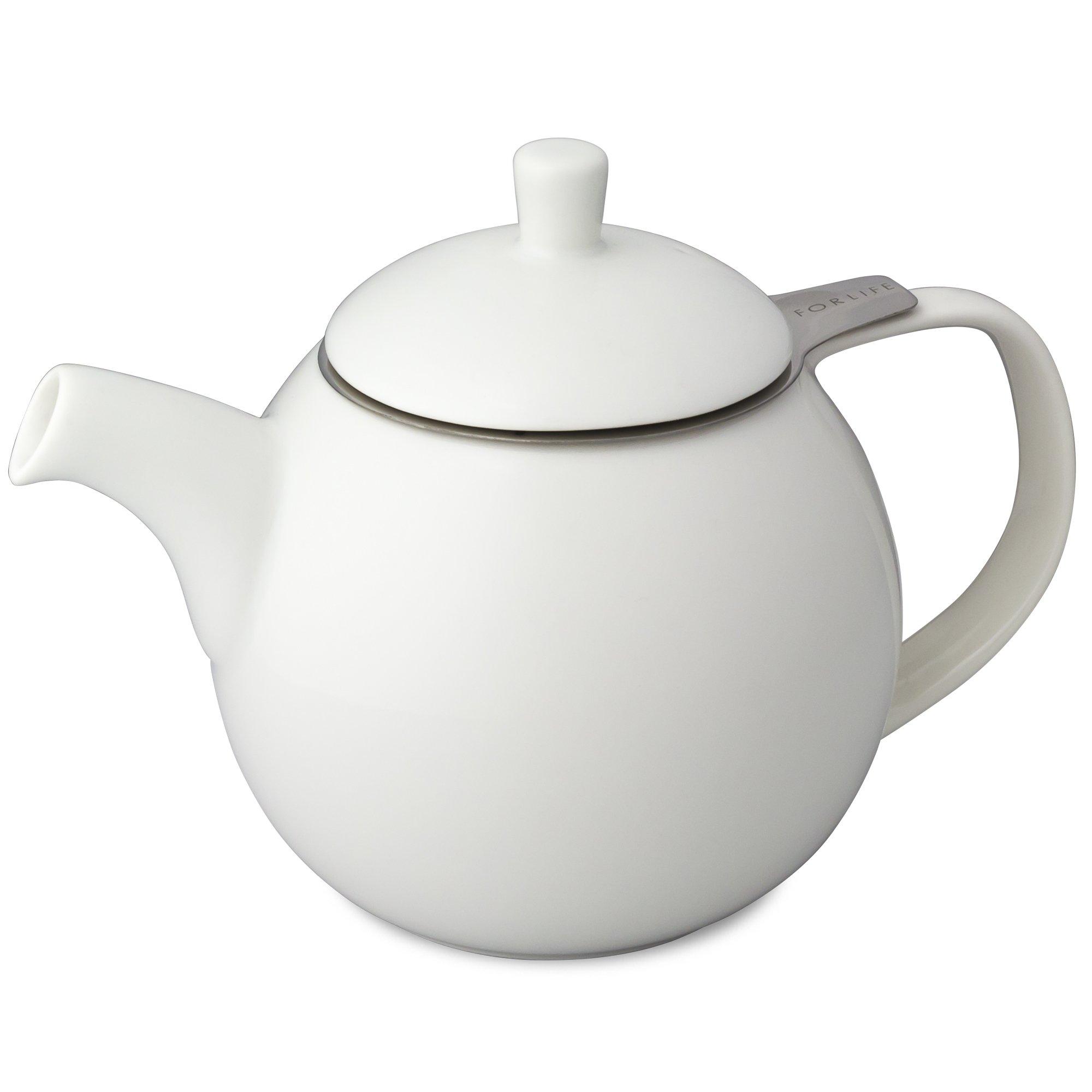 

4Life 710ml Holds 4 Includes Tea Microwave and Dishwasher 387Wh White Teapot, White, Ceramic, Capacity, Cups, Strainer, Safe, белый