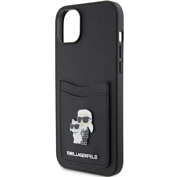 Karl Lagerfeld KLHCP15SSAPKCNPK iPhone 15 / 14 / 13 6.1" black/black hardcase Saffiano Cardslot Karl&Choupette Metal Pin