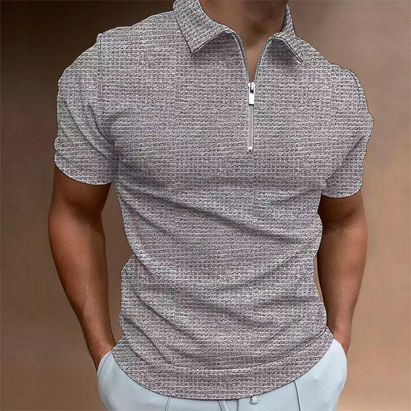Men's Slim Fit Solid Color Polo Shirt - Short Sleeve, Turn-Down Collar, High-End Summer Tee