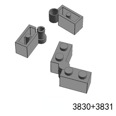 Non-Toxic Moc Bricks 3830+3831 Hinge Brick 1 X 4 Swivel Base&Top Connect Diy Enlighten Block Bricks Compatible With Assembles Particle